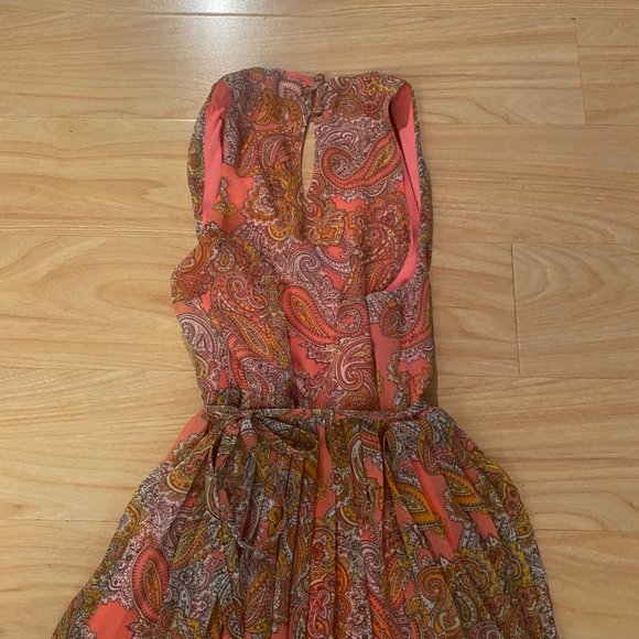 H&M Pink Paisley Sleeveless Pleated Dress Size 2 - Picture 8 of 8